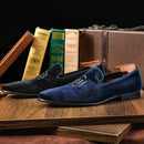 Hanmce 2025 New Design Fashion Velvet Material Slip On Luxury Hand Made Smoking Men Shoes