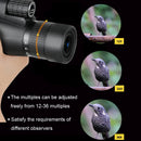 Borwolf 12-36X50 Binoculars BAK4 Prism Optical Lens High Power Hunting Birdwatching Monocular Light Night Vision Telescope