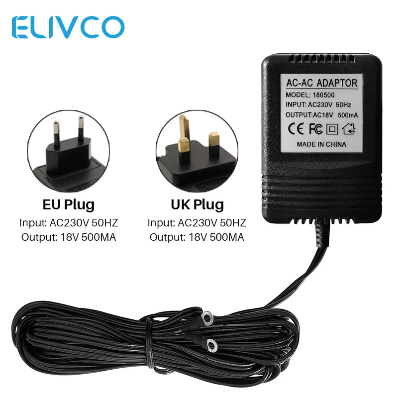 18V AC Power Adapter Transformer Charger EU UK US 220V-240V For Wifi Smart Video Doorbell Camera Video Intercom Door Bell Ring