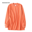 MOINWATER New Thick Cotton Long Sleeve Tees Tops for Women Streetwear Female Autumn Spring Oversized T shirts Grey White MLT2109