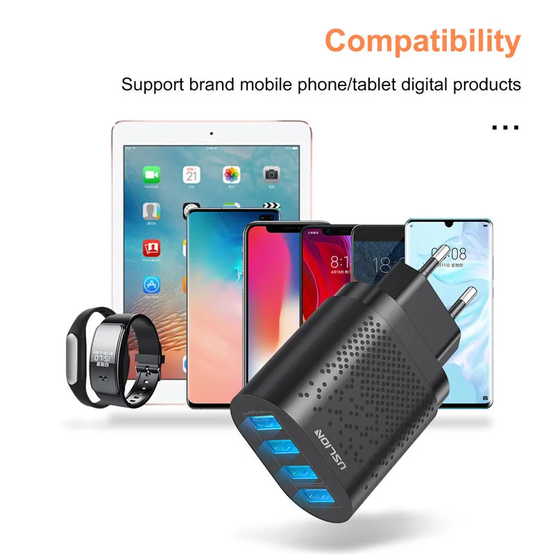 USLION 48W USB Charger EU KR AU Plugs USB Fast Charging QC3.0 Wall Charger For iPhone Samsung Xiaomi Mobile Phone Adapter Travel