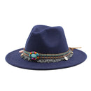 NEW Men Women Wool Felt Jazz Style Fedora Hats Panama Trilby Party Formal Top Hat In BLACK WHITE AND YELLOW with Belt Decor