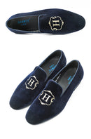 Hanmce 2025 New Design Fashion Velvet Material Slip On Luxury Hand Made Smoking Men Shoes