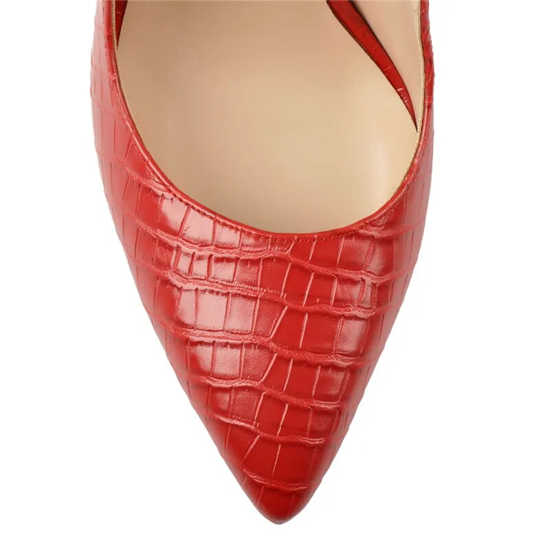 Onlymaker Women 12CM Slingback High Heels Pumps Red Color Pointed Toe Ankle Strap  Big Size Fashion Sandals