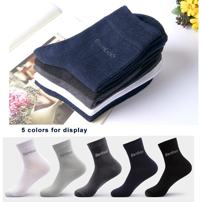 10PCS=5pair High Quality New Bamboo Fiber Socks Men Casual Business Breatheable Men&