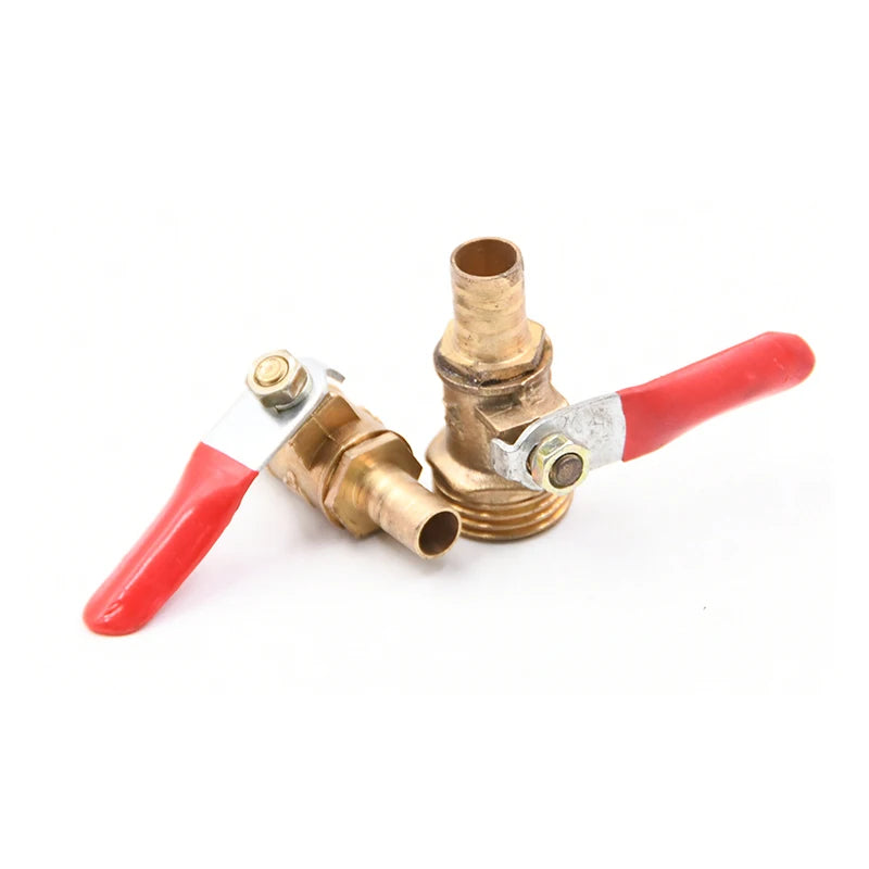 1pcBrass ball valve 4-12mm hose barb 1/8''1/2''1/4'' male thread, female thread joint, straight joint, for water, oil, fuel pipe