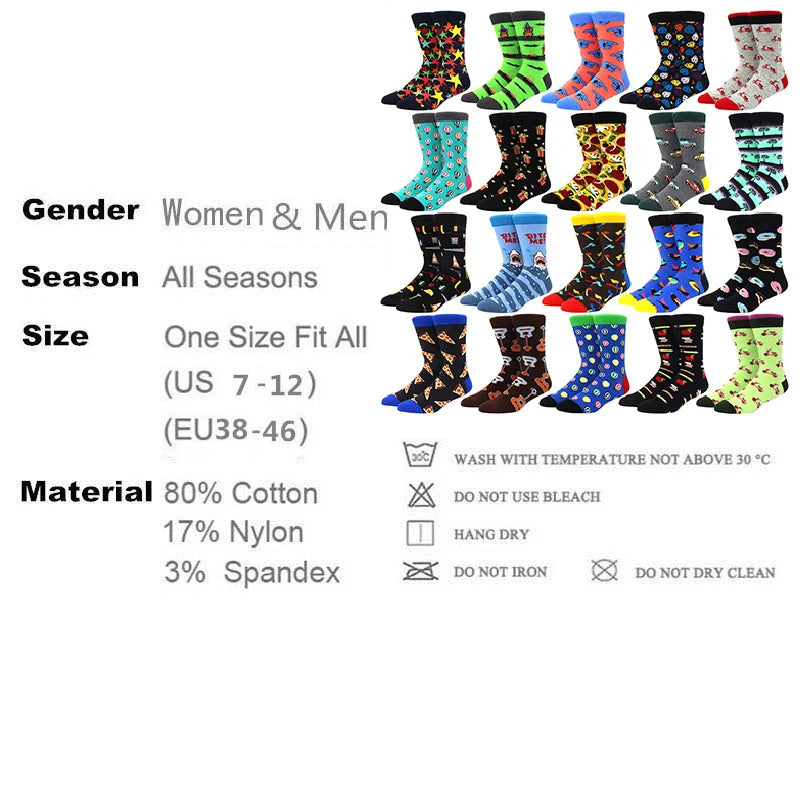 brand new men's socks colorful combed cotton crew socks Jacquard striped knee high socks for Funny men business casual dress