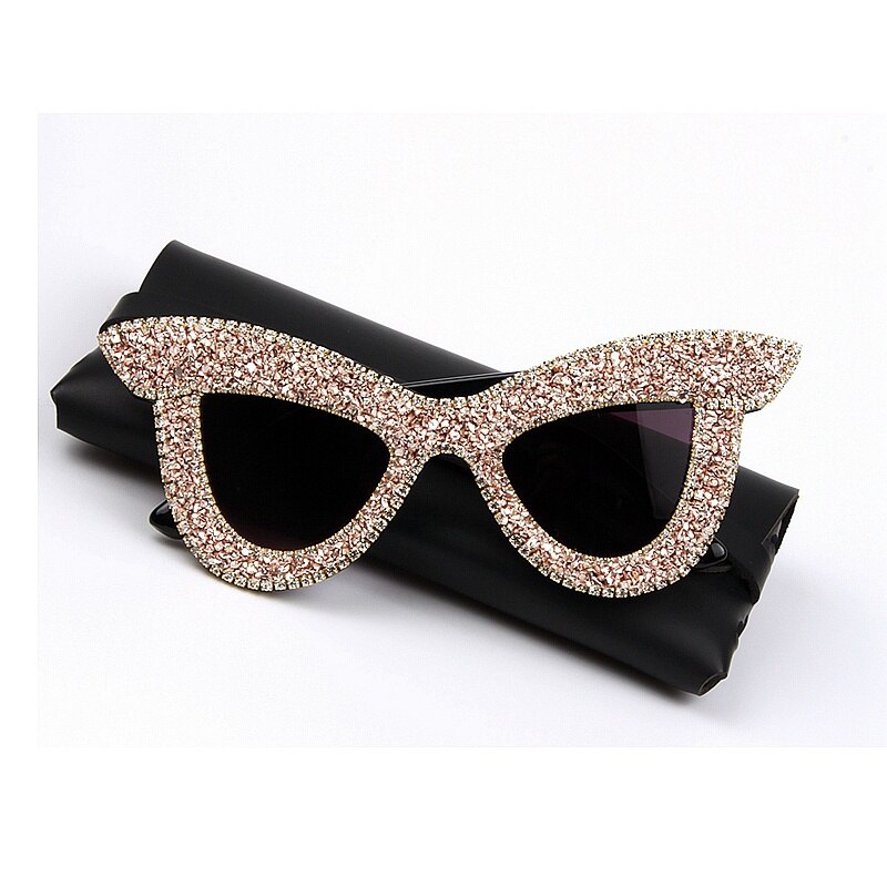 sunglass woman 2022 Luxury Rhinestone Cat eye Oversized Sunglasses luxury brand Shades For Women oculos