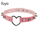 Punk Black Bell Lock PU Leather Necklaces for Women Cosplay Rock Geometry Rivet Collar Choker Necklaces Festival Jewelry