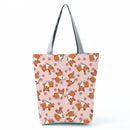 New Lady Tote Bags Black White Cute Cat Printed Fabric Eco Handbag High Capacity Shopping Office Reusable Casual Shoulder Bag