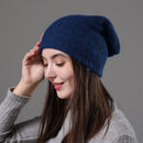 [Rancyword] Women Winter Hats Beanies Knitting Rabbit Wool Fur Hat Female Real Fur Skullies Caps Gorros Solid Color RC1222-2