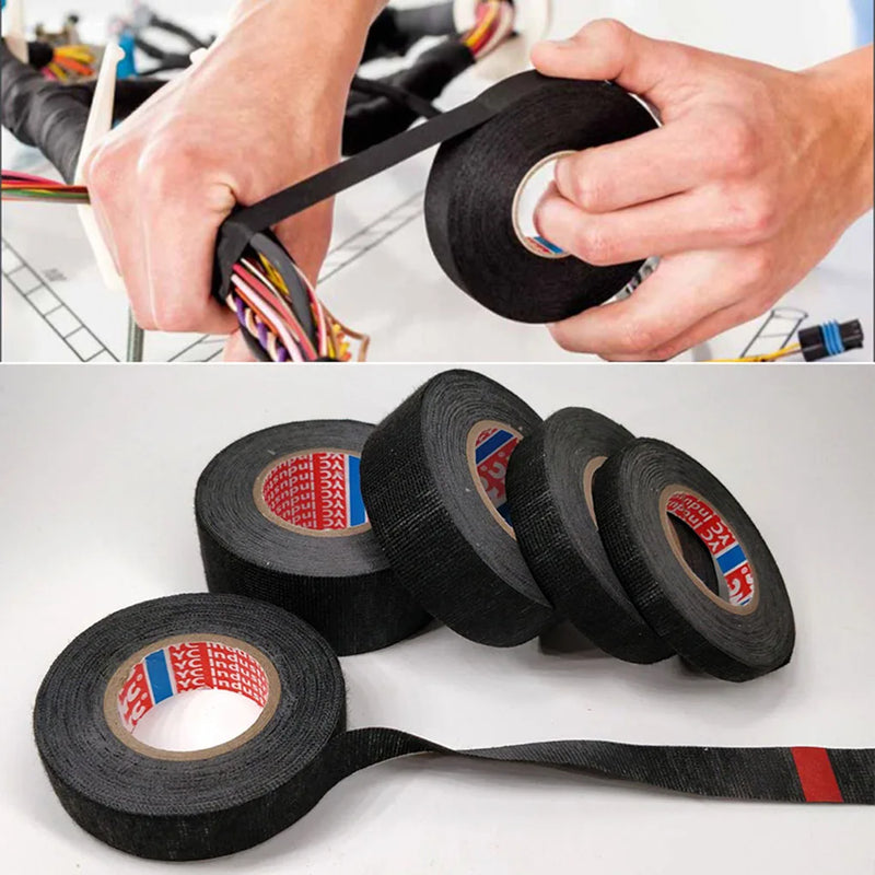 15/25 Meter Heat-resistant Flame Retardant Tape Coroplast Adhesive Cloth Tape For Car Cable Harness Wiring Loom Protection