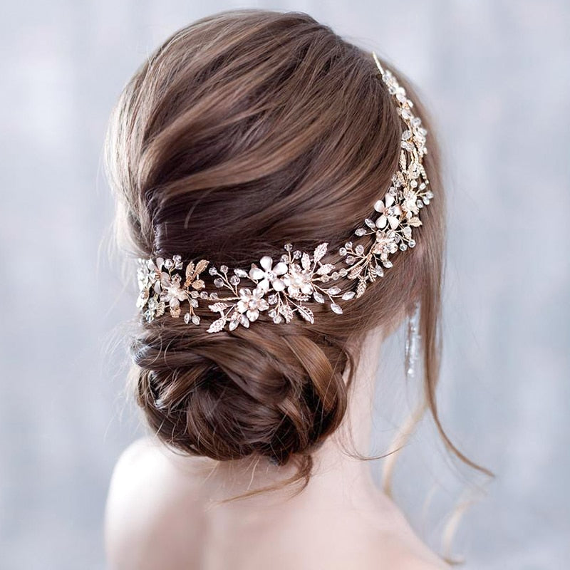 Trendy Bridal Flower Hair Jewellery Crystal Rhinestone Handmade Wedding  Headdress Headband WomanHair Accessories Tiara