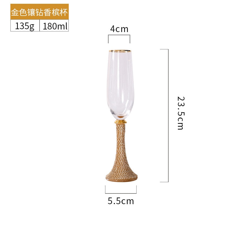 Creative Glass with Diamond Wine Glass Crystal Tall Wine Glass Champagne Glass Home Restaurant Wine Glass Party Banquet Glass