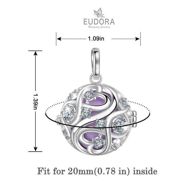 EUDORA 20mm Unique Crystal Cage Harmony Ball Musical Pendant Angel Caller Necklace with Infinite knot For Pregnancy Jewelry K363