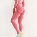 Fitness Damen Sport Nahtlose Leggings Hohe Taille Elastische Einfarbige Yoga Leggings Fitnessstudio Jogging Schnelltrocknende Push Up Slim Hose Damen