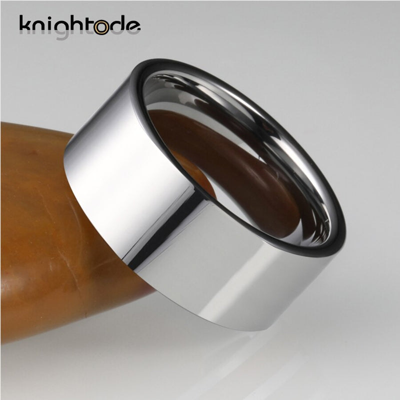 12mm Width Tungsten Carbide Ring Man Ring Simple Flat Band Ring Polished Shiny