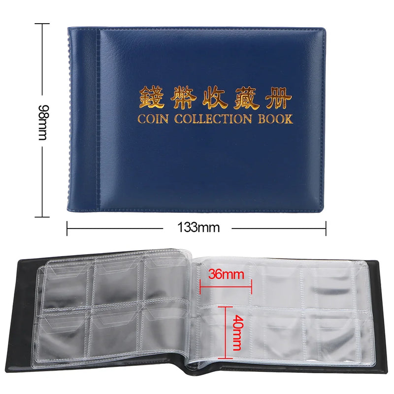 NICEYARD 120/60 Pockets Artificial PU Leather Coins Collection Album Book Collecting Money Organizer Storage Bags PVC Film