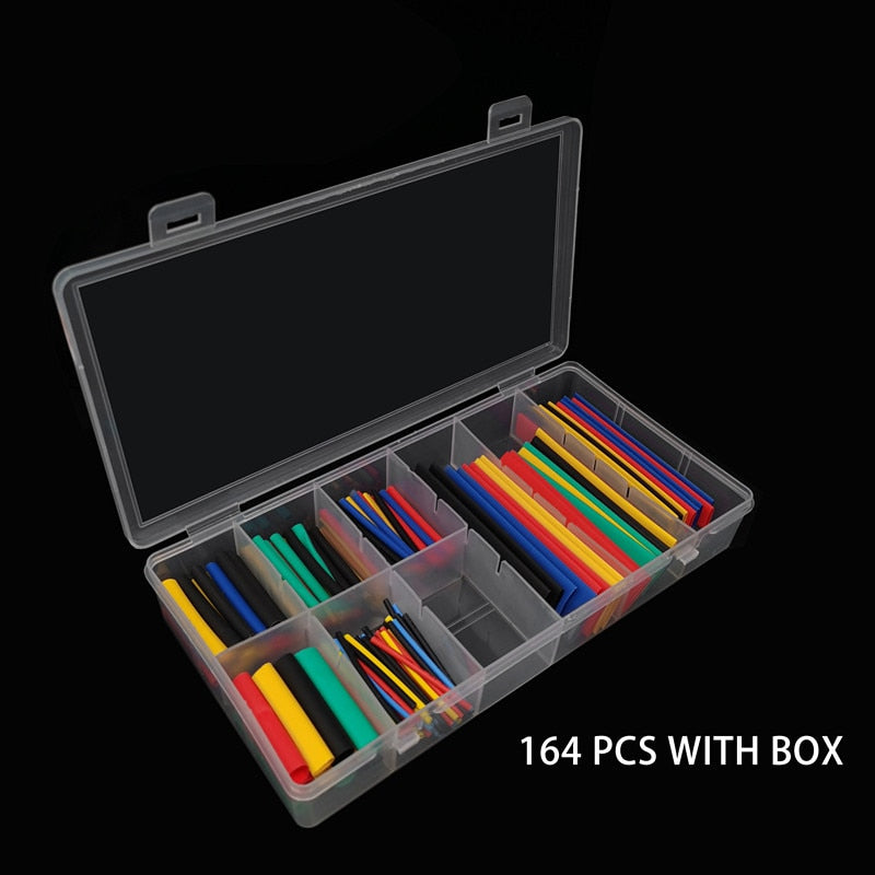 164pcs 328pcs 2:1  Heat Shrink Tube Kit Shrinking Assorted Polyolefin Insulation Sleeving Wire Cable 8 Sizes