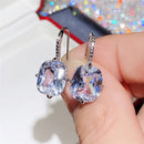 Huitan Elegante Damen-Ohrringe, silberfarben, mit großem Zirkonia, wunderschöner Damenschmuck für Partys, Jubiläumsgeschenk, Ohrringe für Mädchen