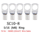 100/50/25/10PCS 4-25mm Assortment Tinned Copper Lugs Ring Crimp Terminals Battery Wire Welding Cable Connectors Kit