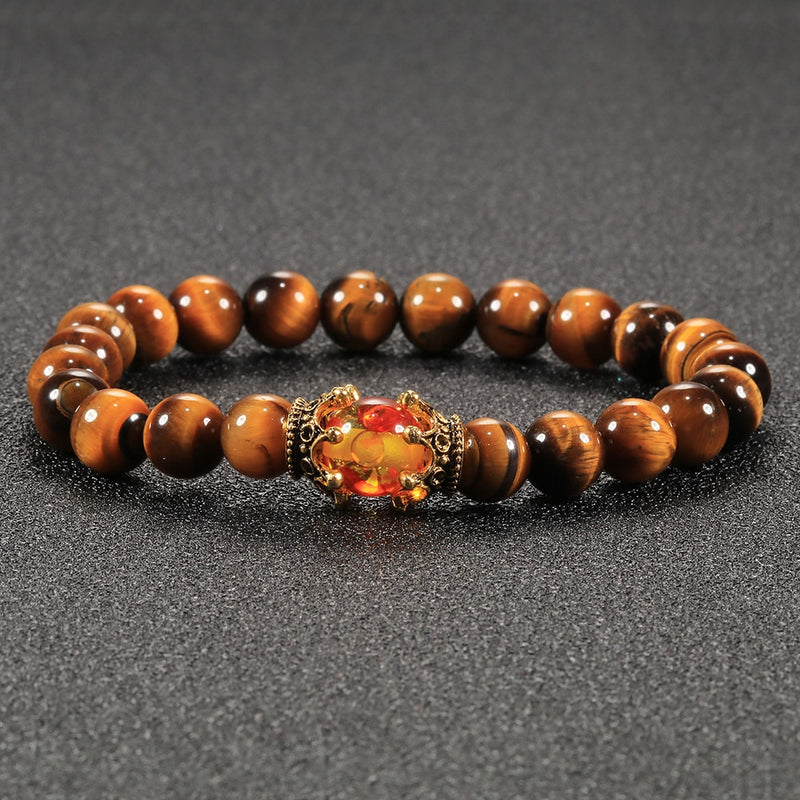 Tiger Eye Beaded Bracelets Bangles Men Braided Rope Healing Balance Yoga Charm Women Natural Stone Buddha Bracelet Adjustable