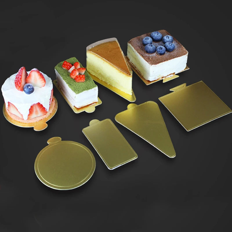 Meibum Dessert Board Base Golden Paper Plates Silver Mousse Mat 100pcs/Set Cake Cardboard Pastries Display Tray Decorative Tools