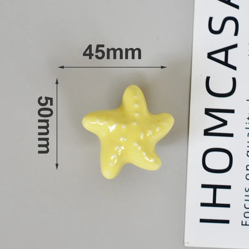 IHOMCASA Ceramic Knob Heart Seastar Shell Children Room Furniture Hardware Cabinet Handles Kitchen Wardrobe Bookcase Drawer Pull