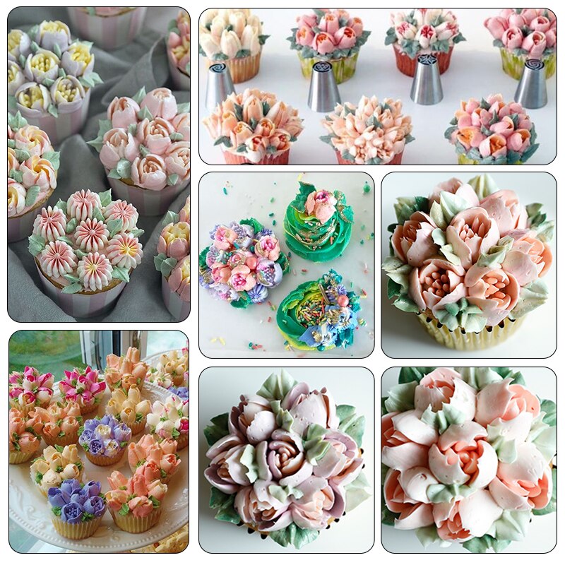 Russian Stainless Steel  Pastry Case 15Pcs Cake Decorating Tools Set Tulip Nozzles Frosting Confectionery Professional Large