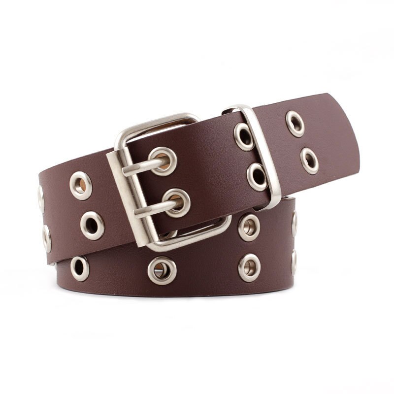 RAINIE SEAN Punk Rock Leather Belts for Women Black Coffee Chain Female Pin Buckle Belt Streetwear Belt Cinto 107cm