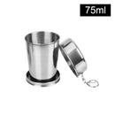 Stainless Steel Folding Cup Portable Water Drinking Cup Retractable Telescopic Collapsible Cups For Outdoor Travel With Keychain