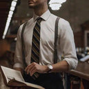 DiBanGu Mens Adjustable Silk Suspenders Bow Tie Cufflinks Pocket Square Set Metal Clips Y back Elastic Braces Wide Strap 3.5CM