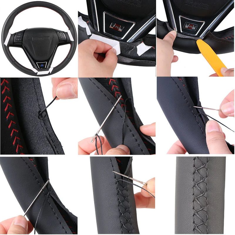 Customized Original DIY Car Steering Wheel Cover For Seat Leon Alhambra Toledo 2011 2010 2012 Leather Braid For Steering Wheel