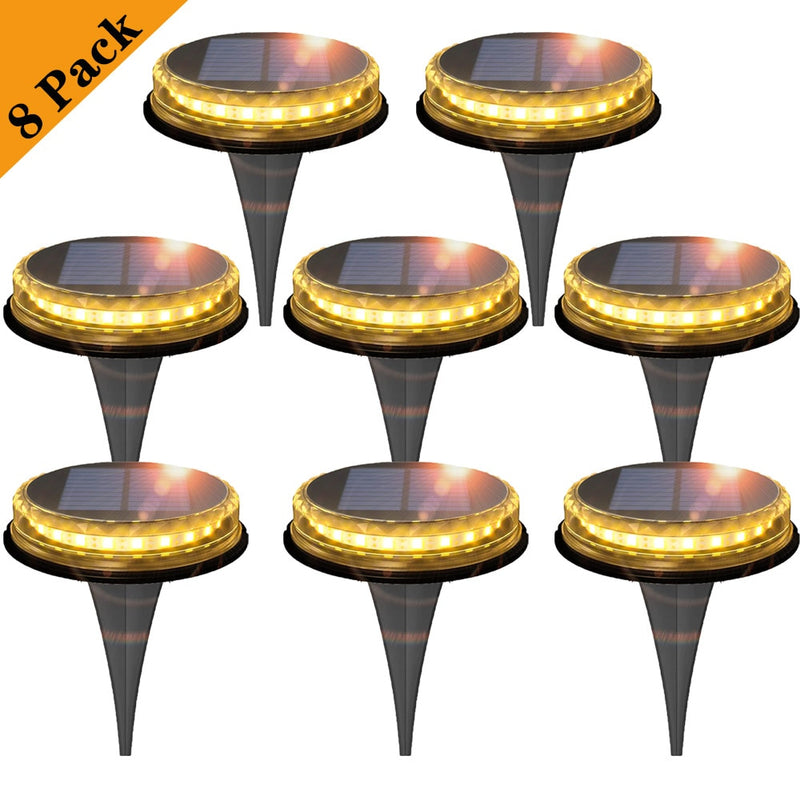 4PCS Solar Powered Disk Lights 17LED Solar Pathway Lights Outdoor Waterproof Garden Landscape Lighting for Yard Deck Patio