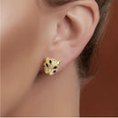 Gold color Jaguar earring ring necklace jewelry set for women white black cz leopard design