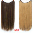 Allaosify 22 inches Clip on Wire Fish Line Hair Extensions Secret Invisible Wire One Piece for Ombre Hair Synthetic Hairpiece