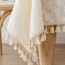 1pcs Linen Tablecloth Christmas Table cloth Dining Table cover Picnic Birthday Party Daisies Placemats mantel de navidad E011