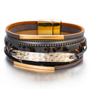 Amorcome Leopard Fashion Bracelets Woman Charm Multilayer Wide Wrap Leather Bracelets & Bangles Femme Party Jewelry Gift  2022