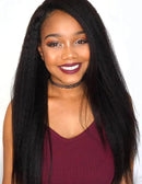 180% Kinky Straight 13*4 Lace Frontal Wig Peruvian Lace Frontal Human Hair Yaki Wigs Pre Plucked With Baby Hair Remy Lace Wig