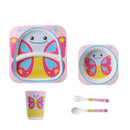Imebaby5 piece set bamboo tableware bamboo bowl baby feeding plate creative cartoon children bowl / cup / fork spoon gift set