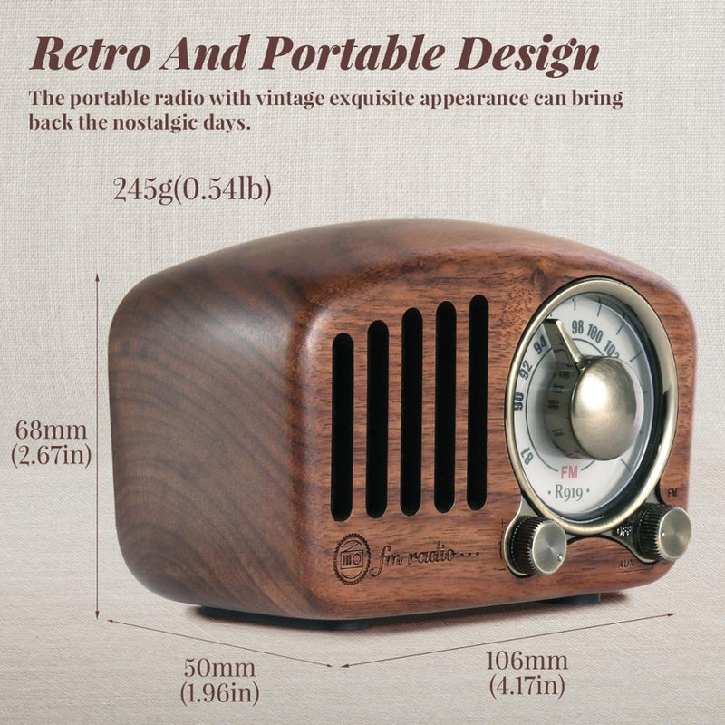 R919 Classical retro radio receiver portable Mini Wood FM SD MP3 Radio stereo Bluetooth radio Speaker AUX USB Rechargeable radio