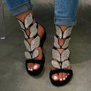 KAMUCC Strass Damen Sommer Neu Weich-Rutschfeste Sandalen Schaumstoffsohle Langlebige Schmetterlingssandalen Damen Outdoor Strandsandalen
