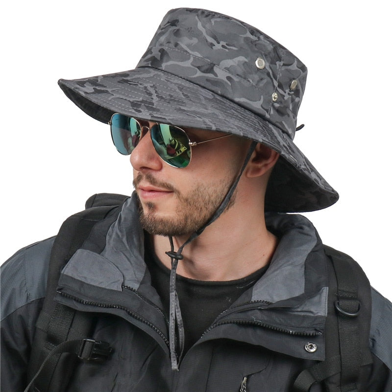 UPF 50+ Bucket Hat Men Women Bob Boonie Hat Summer UV Protection Camouflage Cap Military Army Hiking Tactical Outdoor Sun Hat