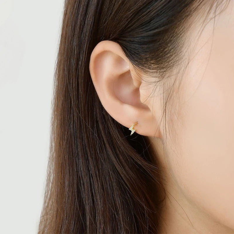 1Pairs Stainless Steel Stud Earrings for Women Trendy Jewelry Gold Lightning Piercing Earring for Teens Ear Cuffs