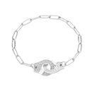 Moonmory 100 % echtes 925er Sterlingsilber Europäische Kette Handschelle Armband Menottes Handschellen-Armband für Damen Schmuck