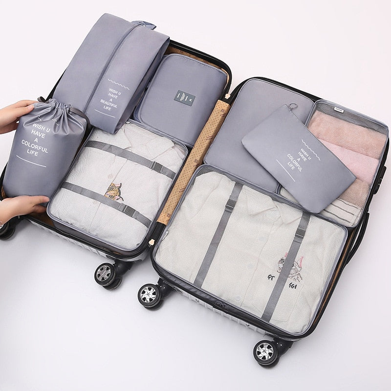 8Pcs/set Large Capacity Luggage Storage Bags For Packing Cube Clothes Underwear Cosmetic Travel Organizer Bag Toiletries Pouch