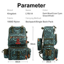 Kingdom Angelrucksack 1000D wasserdichtes Nylon 43x24x53cm Große Kapazität Multifunktional Abnehmbare Aufbewahrung für das Winterfischen