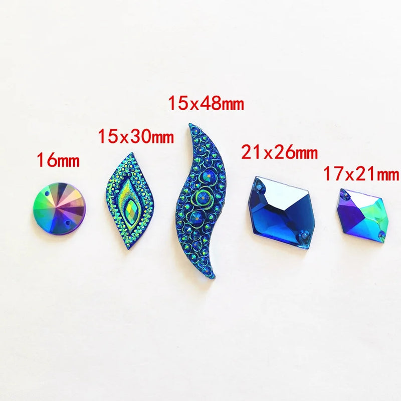 Royal Blue Mix Diamond Gems Stones Crystals Rhinestones For Sewing Diy Artworks Home Ornament Costums Evening Dress Prom Shoes