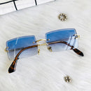 HBK Blue Rimless Sunglasses Women 2021 Retro Style Small Rectangle Gold Red Metal Chain Sun Glasses Square Frameless For Men