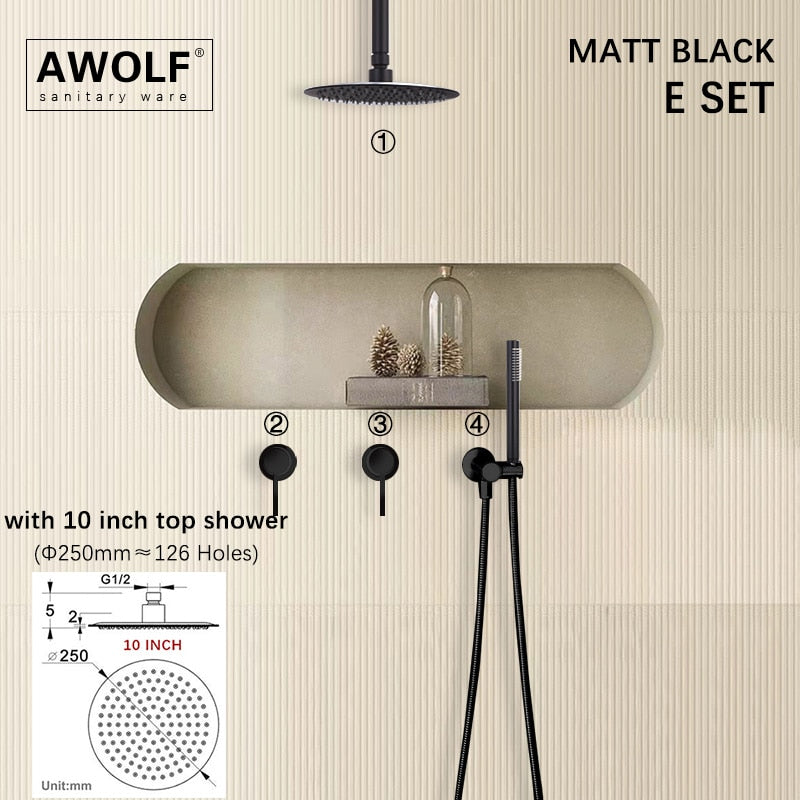 Bathroom Shower Set Brushed Rose Gold Simplicity Solid Brass Shower Faucet Shower Bath Mixer Tap Black And Chrome Color AH3023